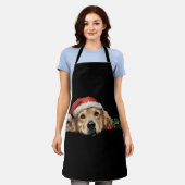 ゴールデンレトリエバークリスマスサンタハットドッグクリスマス エプロン (着用した状態)