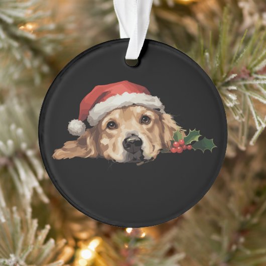 ゴールデンレトリエバークリスマスサンタハットドッグクリスマス オーナメント (ツリー)
