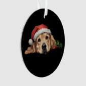 ゴールデンレトリエバークリスマスサンタハットドッグクリスマス オーナメント (正面)