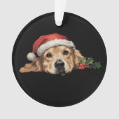 ゴールデンレトリエバークリスマスサンタハットドッグクリスマス オーナメント (正面)