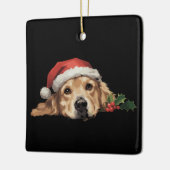 ゴールデンレトリエバークリスマスサンタハットドッグクリスマス セラミックオーナメント (左)