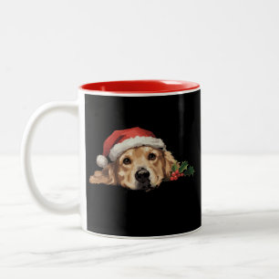 ゴールデンレトリエバークリスマスサンタハットドッグクリスマス ツートーンマグカップ