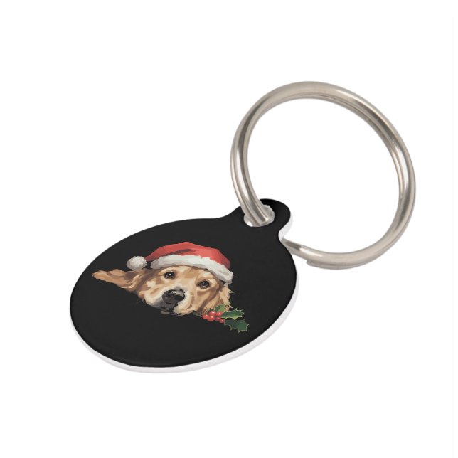 ゴールデンレトリエバークリスマスサンタハットドッグクリスマス ペット　ネームタグ (側面)