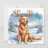 ゴールデンレトリエバークリスマストインデア〔雄ジカの〕枝角 シーズンカード (正面)