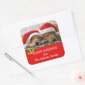 ゴールデンレトリエバークリスマスドリームズ名前をカスタムする スクエアシール (封筒)