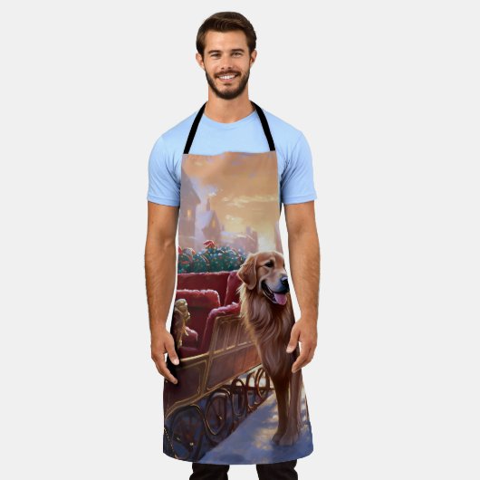 ゴールデンレトリエバークリスマスフェスティバルシーズン エプロン (着用した状態)