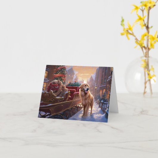 ゴールデンレトリエバークリスマスフェスティバルシーズン カード (黄色い花)