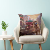 ゴールデンレトリエバークリスマスフェスティバルシーズン クッション (椅子)