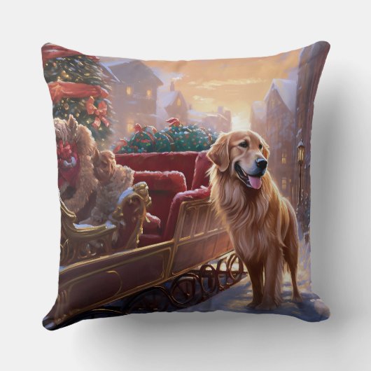 ゴールデンレトリエバークリスマスフェスティバルシーズン クッション (裏面)