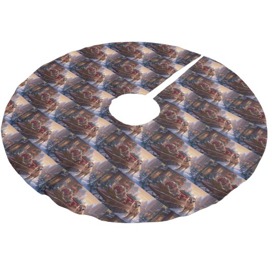 ゴールデンレトリエバークリスマスフェスティバルシーズン ブラッシュドポリエステルツリースカート (アングル)