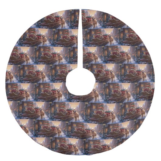 ゴールデンレトリエバークリスマスフェスティバルシーズン ブラッシュドポリエステルツリースカート (正面)