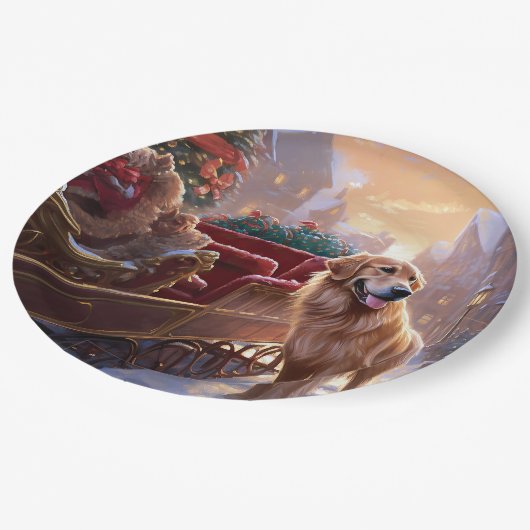 ゴールデンレトリエバークリスマスフェスティバルシーズン ペーパープレート (アングル)