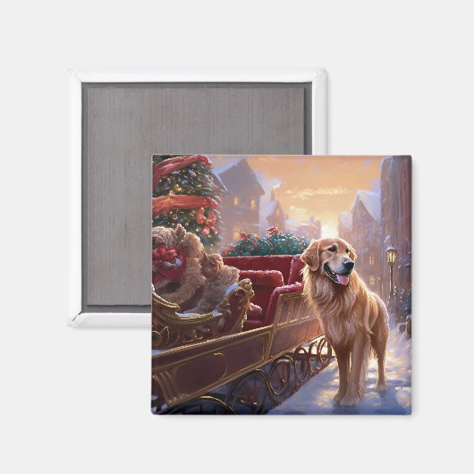 ゴールデンレトリエバークリスマスフェスティバルシーズン マグネット (正面/裏面)