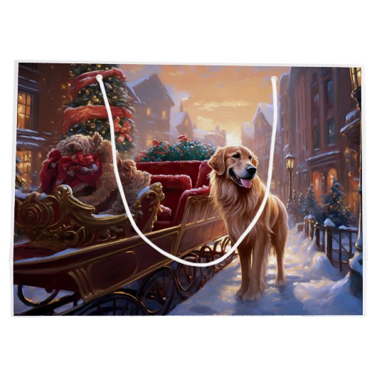 ゴールデンレトリエバークリスマスフェスティバルシーズン ラージペーパーバッグ (裏面)