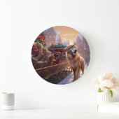 ゴールデンレトリエバークリスマスフェスティバルシーズン ラージ壁時計 (ホーム)