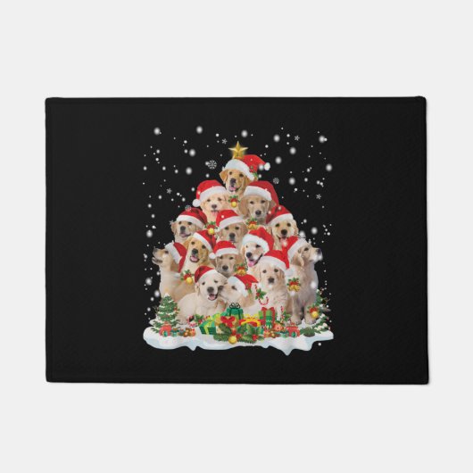 ゴールデンレトリエバークリスマスプレミアム ドアマット (正面)