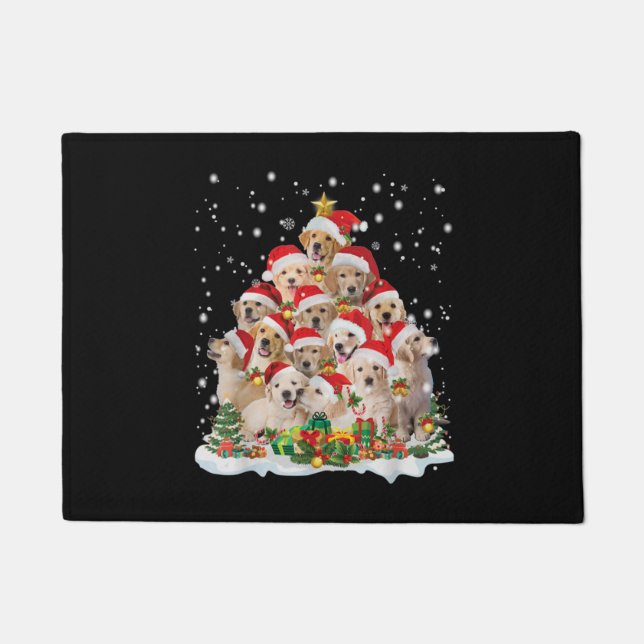 ゴールデンレトリエバークリスマスプレミアム ドアマット (正面)