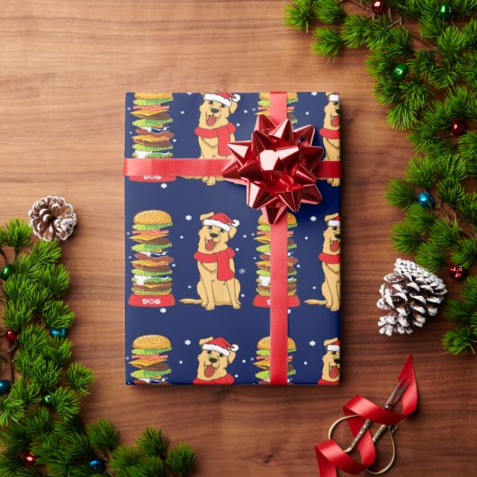 ゴールデンレトリエバークリスマスホリデーカード ラッピングペーパー (クリスマスギフト)