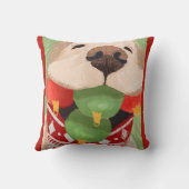 ゴールデンレトリエバークリスマスボールおもしろい口 クッション (裏面)