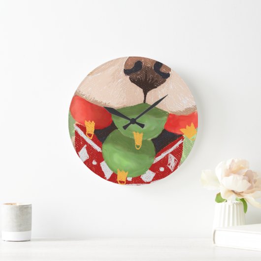 ゴールデンレトリエバークリスマスボールマウスおもしろいギフト ラージ壁時計 (ホーム)
