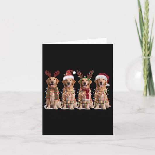 ゴールデンレトリエバークリスマスライトゴールデンドッグキリスト カード (正面)
