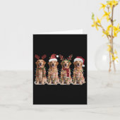 ゴールデンレトリエバークリスマスライトゴールデンドッグキリスト カード (黄色い花)