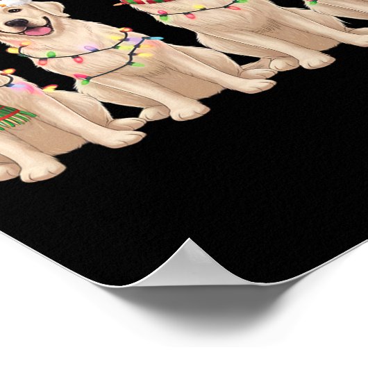 ゴールデンレトリエバークリスマスライトゴールデンドッグキリスト ポスター (角)