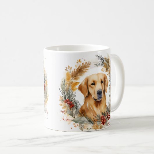 ゴールデンレトリエバークリスマスリースフェスティバルカップ コーヒーマグカップ (正面右)