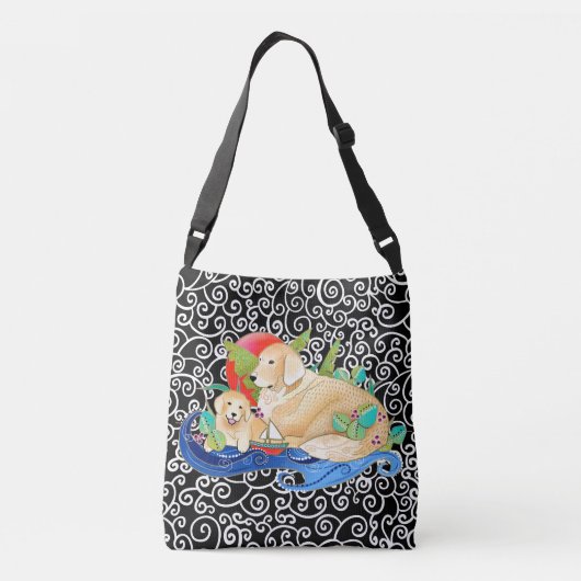 ゴールデンレトリエバークロス体またはトートバッグ クロスボディバッグ (裏面)