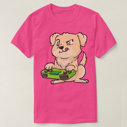 ゴールデンレトリエバーゲームパッドかわいい Tシャツ (デザイン正面)