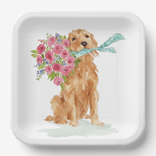 ゴールデンレトリエバーコケット紙プレート ペーパープレート (正面)