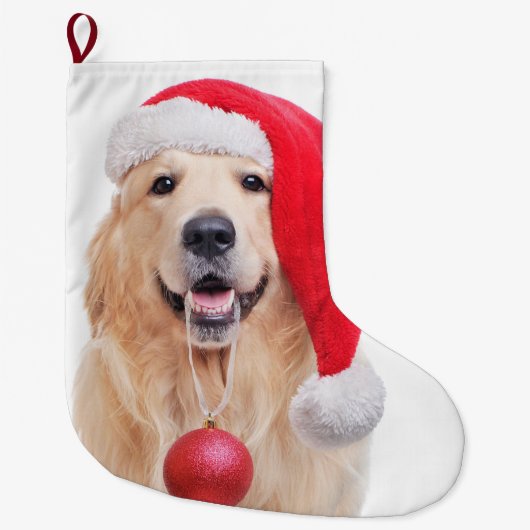 ゴールデンレトリエバーサンタクリスマスストッキング ラージクリスマスストッキング (正面)