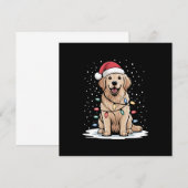 ゴールデンレトリエバーサンタクリスマスツリーライトクリスマス 招待状 (正面/裏面)