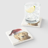 ゴールデンレトリエバーサンタクロース ストーンコースター (横)