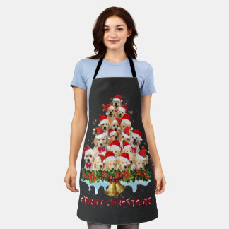 ゴールデンレトリエバーサンタハットクリスマスドッグスメリークリスト エプロン