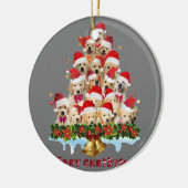 ゴールデンレトリエバーサンタハットクリスマスドッグスメリークリスト セラミックオーナメント (左)