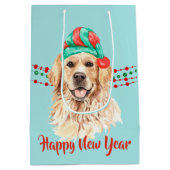 ゴールデンレトリエバーサンタハットホリデーストリングビーズ ミディアムペーパーバッグ (裏面)