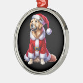 ゴールデンレトリエバーサンタポーズクリスマス メタルオーナメント (左)