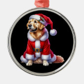 ゴールデンレトリエバーサンタポーズクリスマス メタルオーナメント (正面)