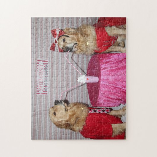 ゴールデンレトリエバーストロベリーミルクシェイク ジグソーパズル (縦)