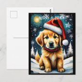 ゴールデンレトリエバースノークリスマスサンタドッグホリデー ポストカード (正面/裏面)