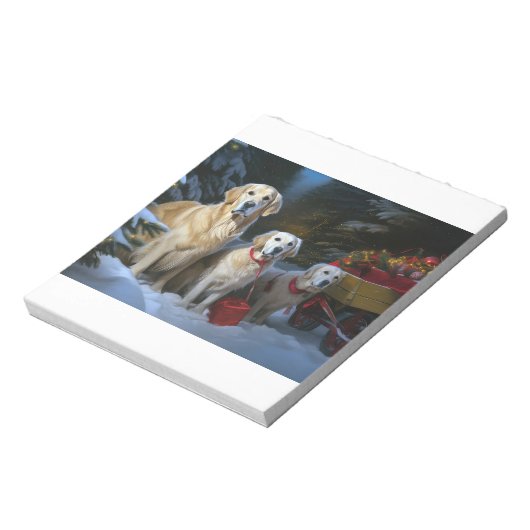 ゴールデンレトリエバースノーリースレイクリスマスデコール ノートパッド (回転)