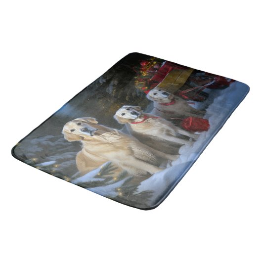 ゴールデンレトリエバースノーリースレイクリスマスデコール バスマット (アングル)