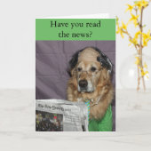 ゴールデンレトリエバートップパパ父の日ニュース カード (黄色い花)