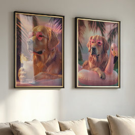 ゴールデンレトリエバートロピカルサマーペットポートレート