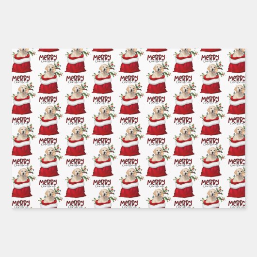 ゴールデンレトリエバードグインホリデー抱き枕 ラッピングペーパーシート (正面)