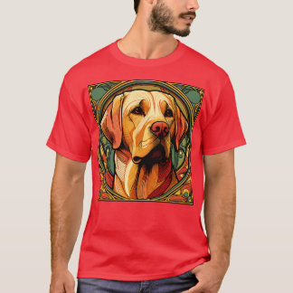 ゴールデンレトリエバードッグアールヌーボースタイル Tシャツ