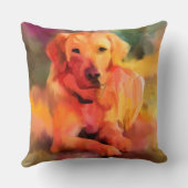 ゴールデンレトリエバードッグウォーターカラーアート クッション (裏面)