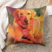 ゴールデンレトリエバードッグウォーターカラーアート クッション (ブランケット)