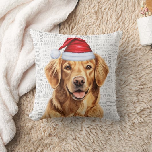ゴールデンレトリエバードッグウォーターカラークリスマス クッション (ブランケット)